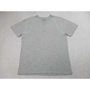 Silver Lake Shirt Mens Medium Gray Henley Short Sleeve Raglan Cotton Blend